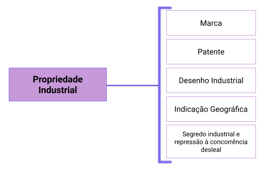 Propriedade Industrial regulamento o registro de marcas, patentes, desenho industrial, indicação geográfica, segredo industrial e repressão à concorrência.