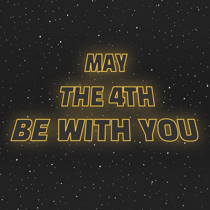 Frase May the 4th be with you com fundo preto