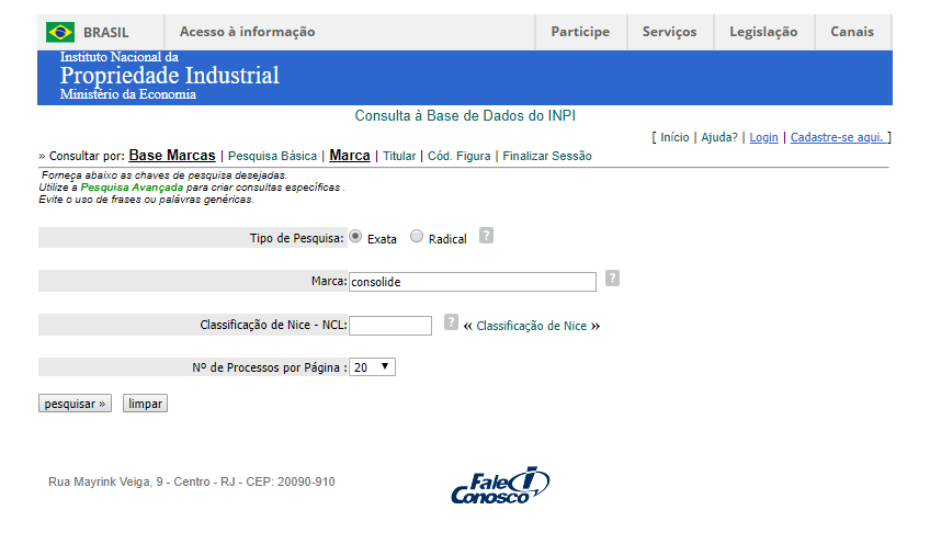 busca de marcas produzidas